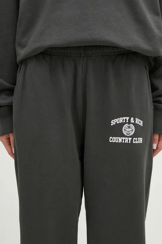 Sporty & Rich cotton joggers Varsity Crest gray color with a print PA020S409VF