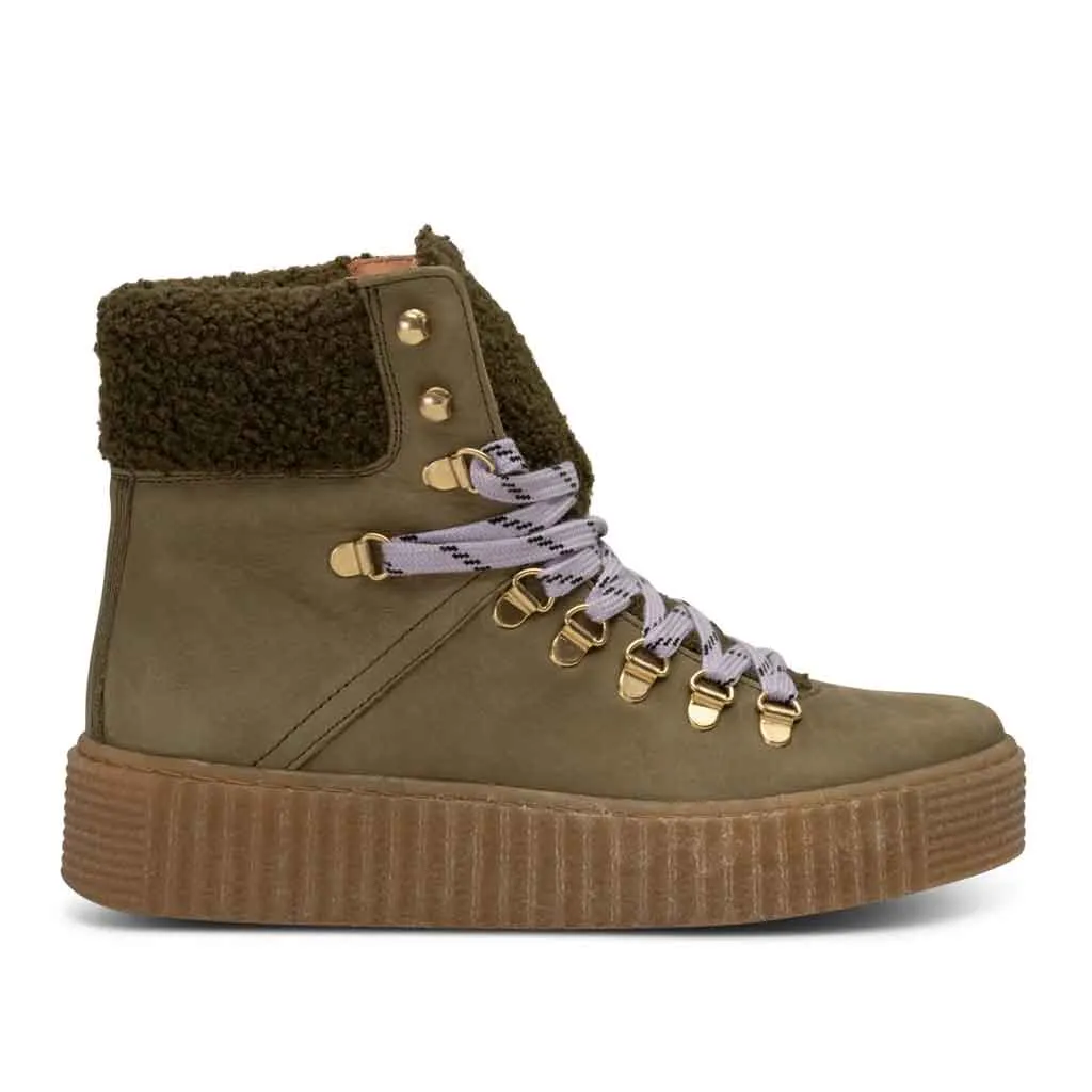 STB Agda Nubuck Lace-Up Boot - Khaki