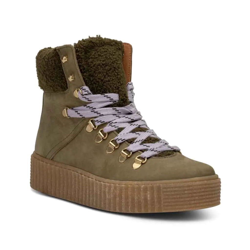 STB Agda Nubuck Lace-Up Boot - Khaki