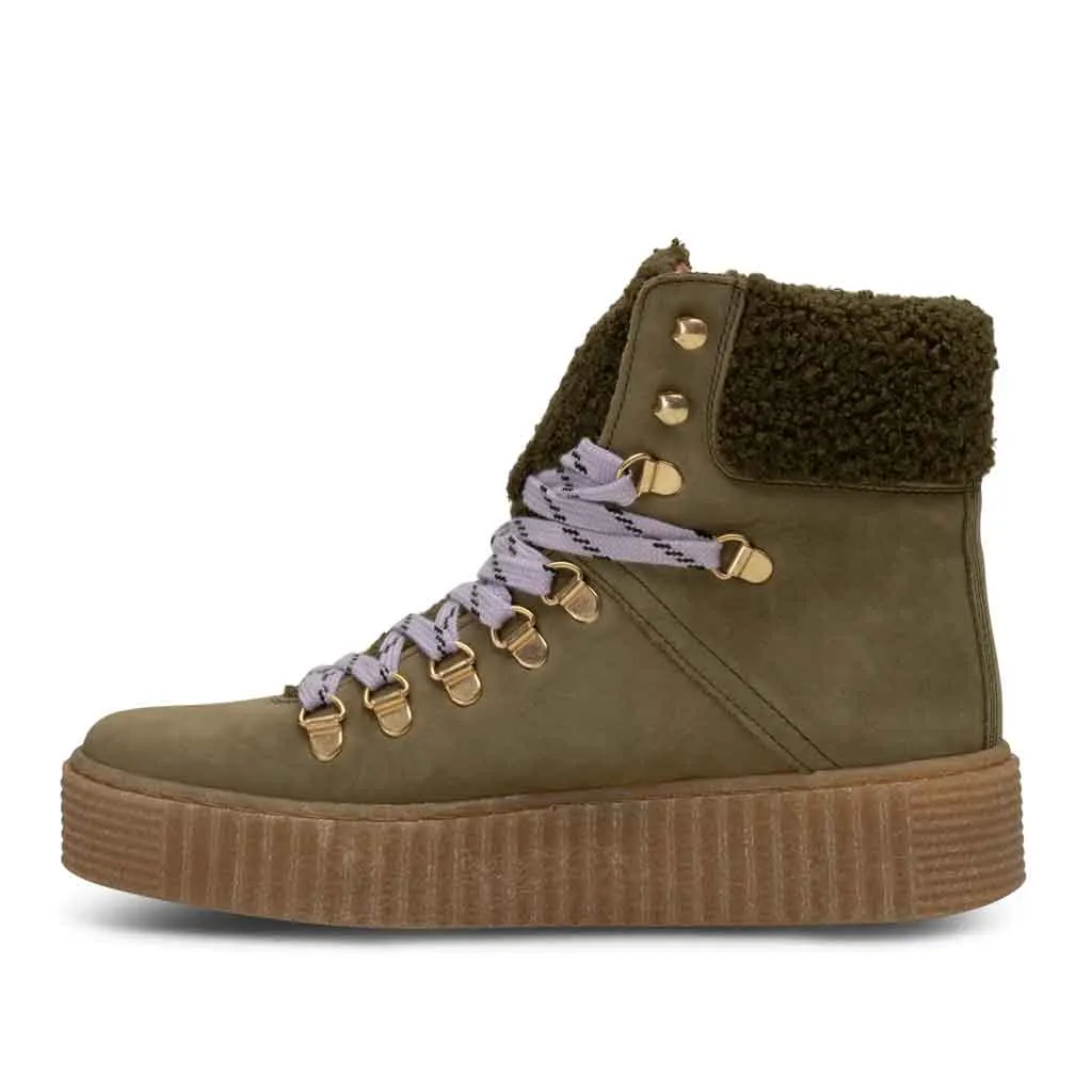 STB Agda Nubuck Lace-Up Boot - Khaki