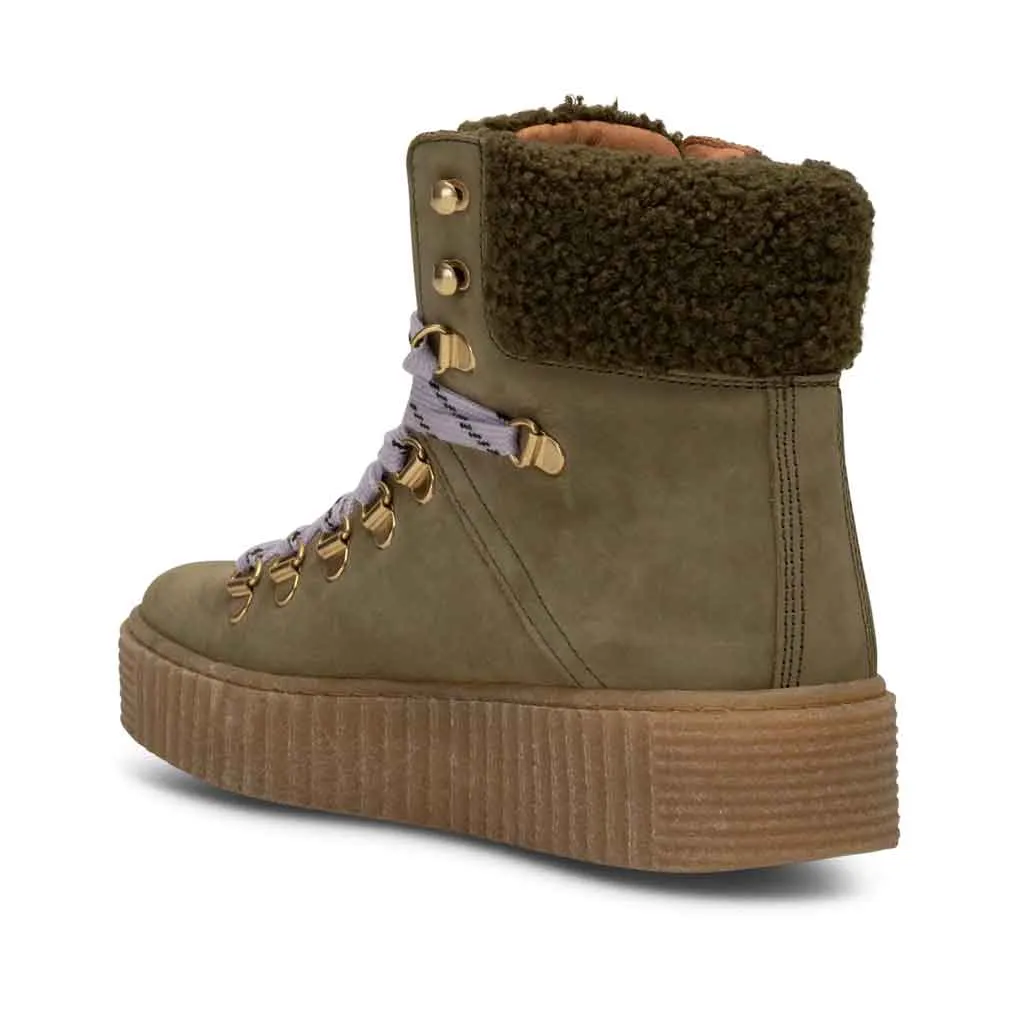 STB Agda Nubuck Lace-Up Boot - Khaki