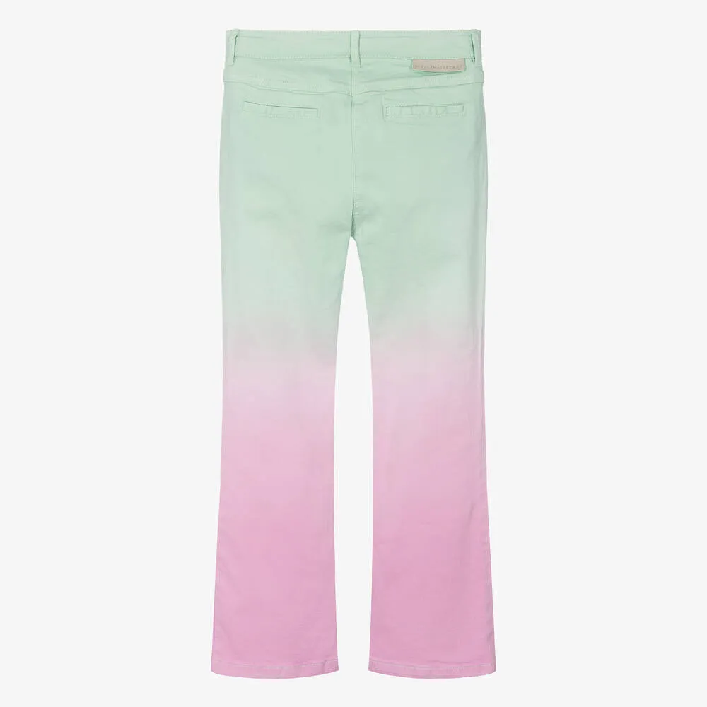 Teen Girls Green & Pink Ombré Flared Jeans