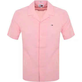 Tommy Jeans Linen Short Sleeve Shirt Pink