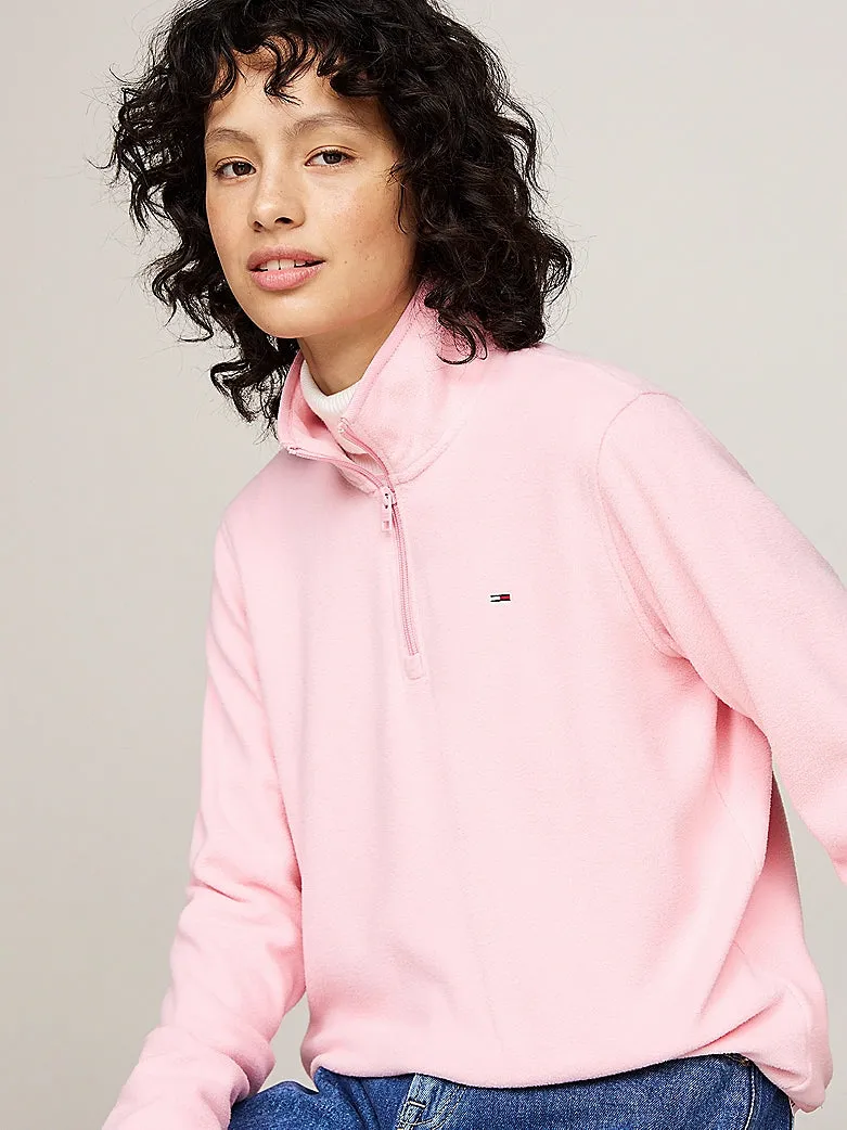 Tommy Jeans - Quarter Zip Polar Fleece Sweatshirt - Ballet Pink