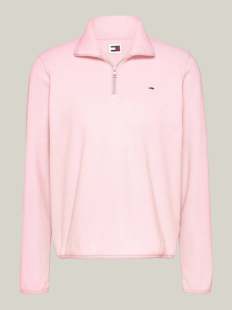 Tommy Jeans - Quarter Zip Polar Fleece Sweatshirt - Ballet Pink