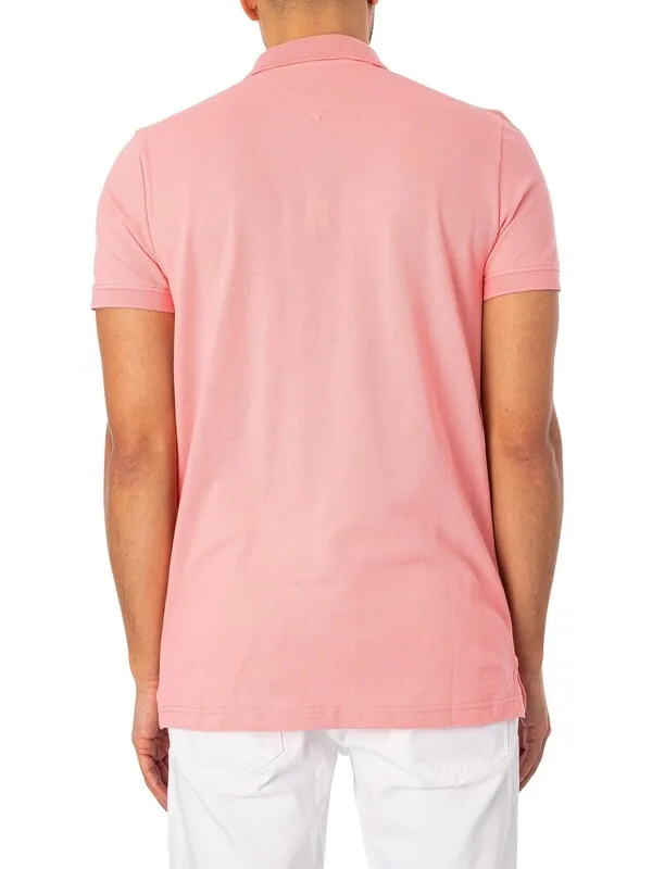 Tommy Jeans Slim Placket Polo Shirt - Tickled Pink