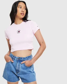 Tommy Jeans TJW Baby Crop Tiny Tommy Tee Romantic Pink