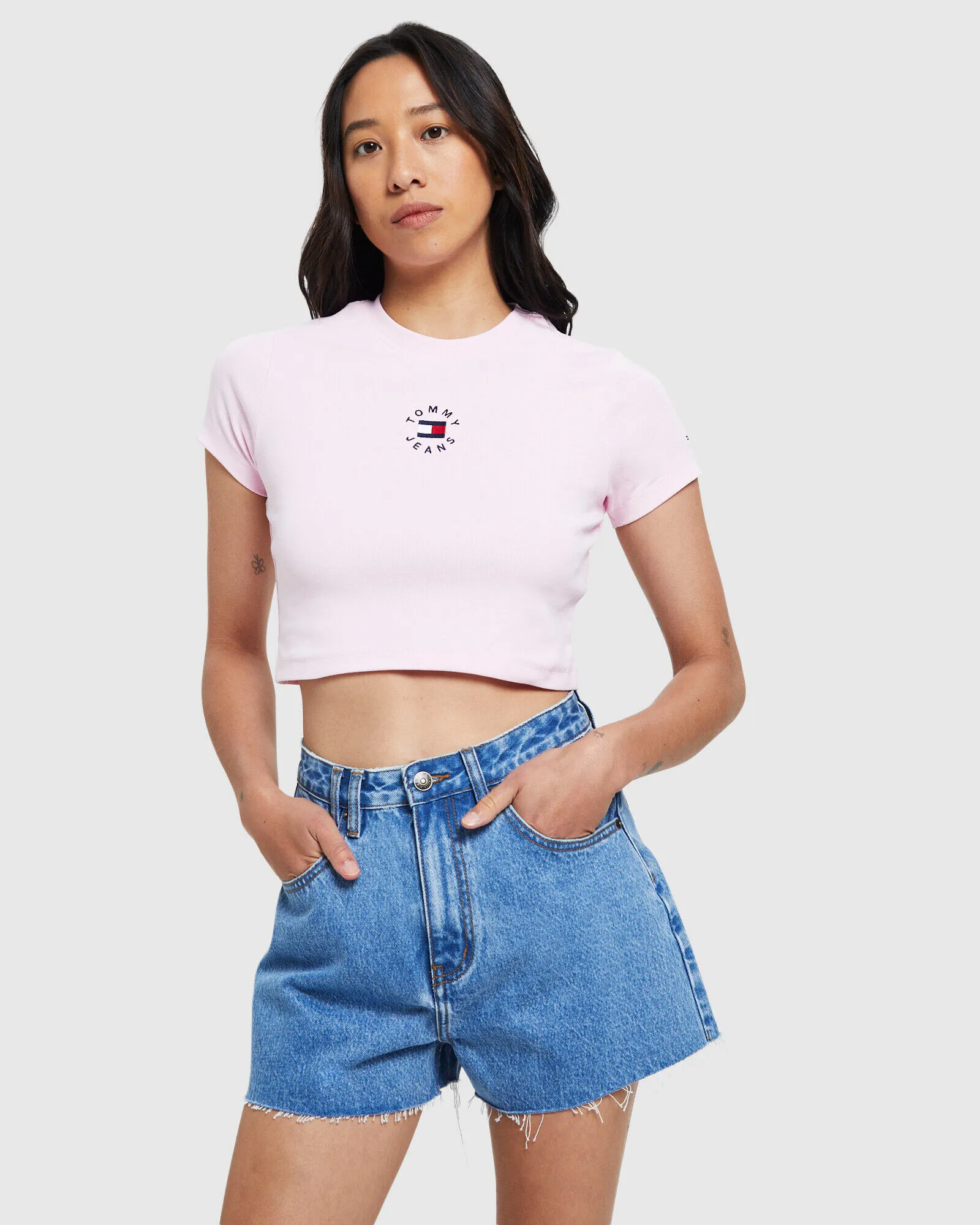 Tommy Jeans TJW Baby Crop Tiny Tommy Tee Romantic Pink