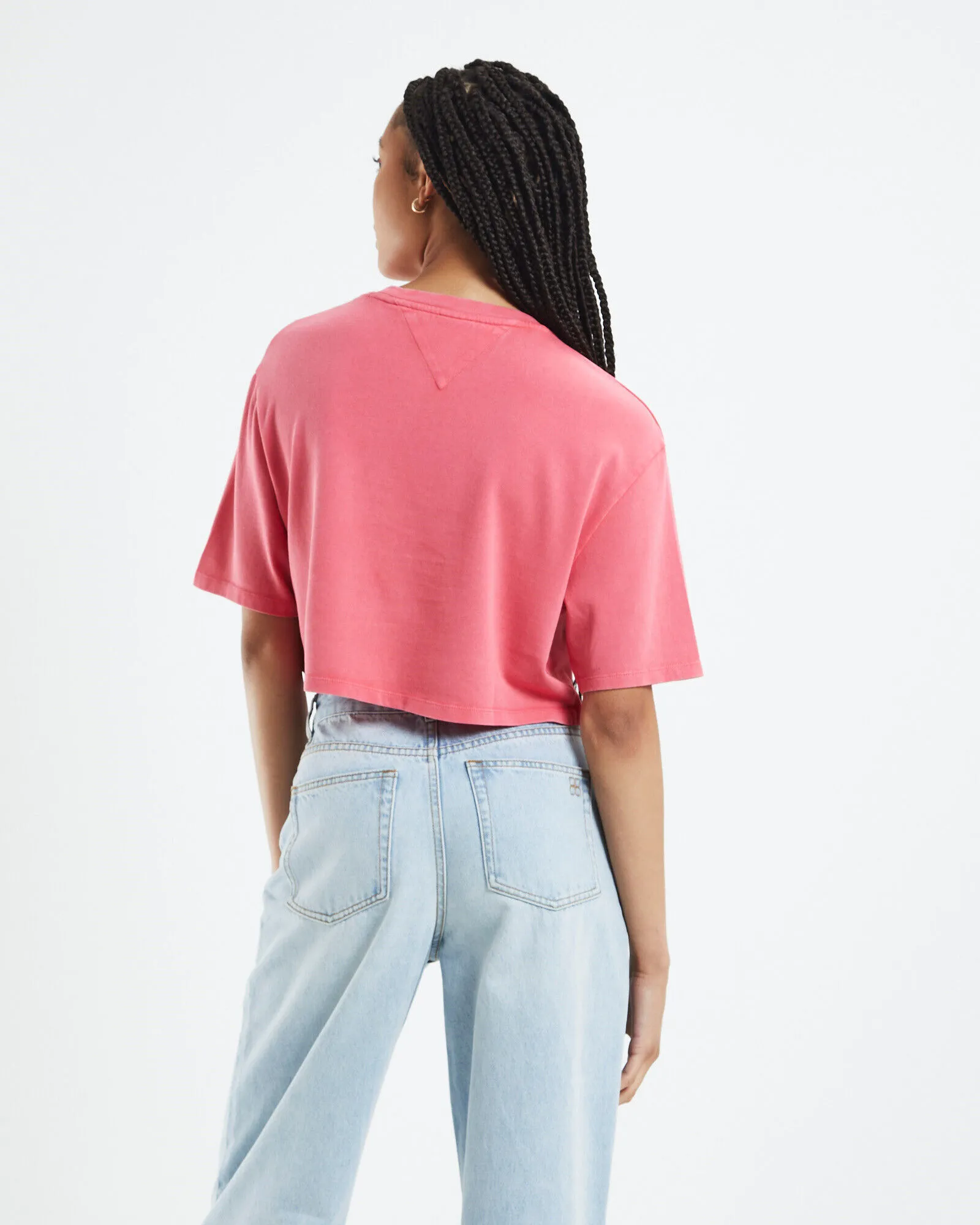 Tommy Jeans TJW Oversized Crop College T-Shirt Garden Rose Pink