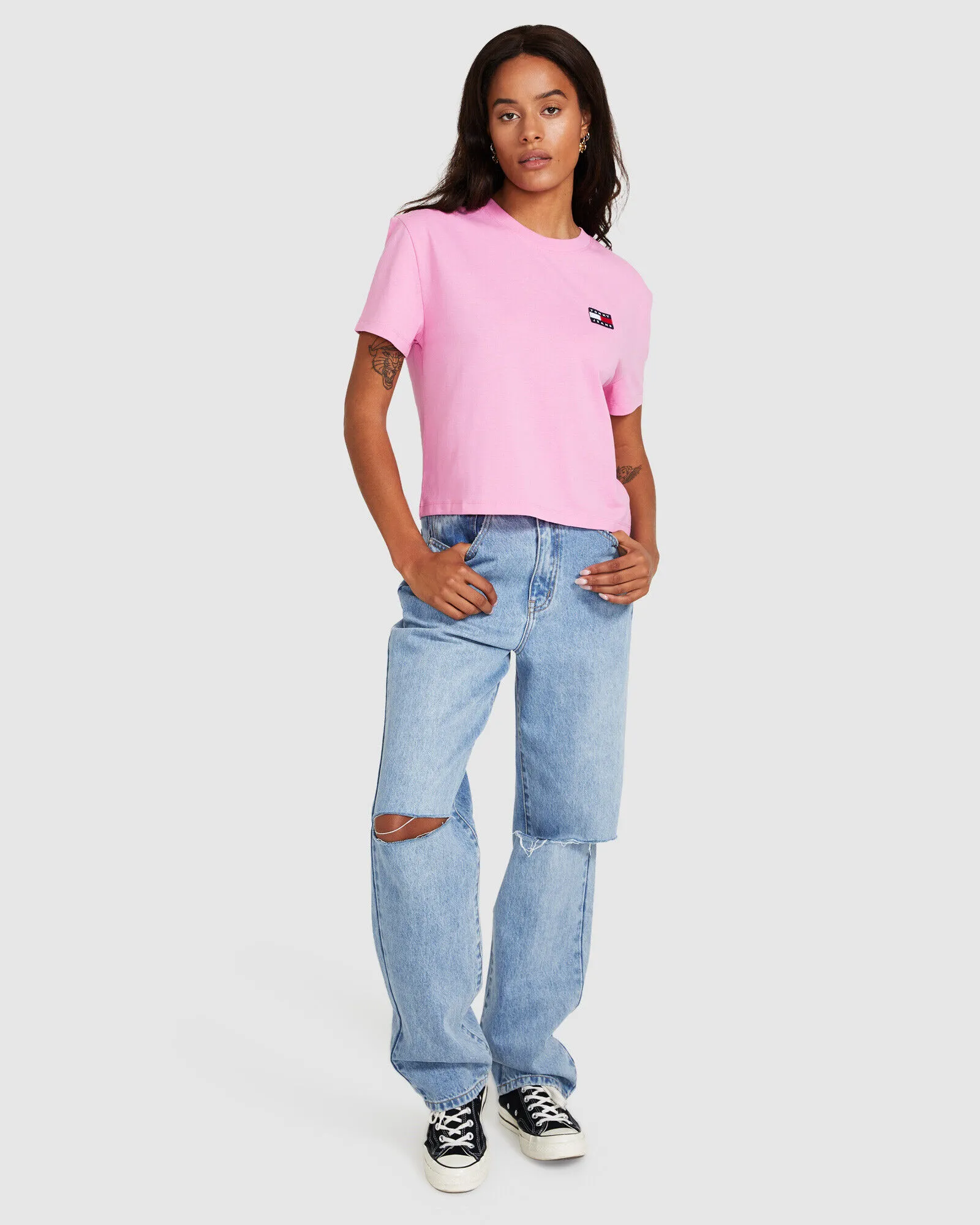 Tommy Jeans TJW Tommy Badge T-Shirt Pink Daisy