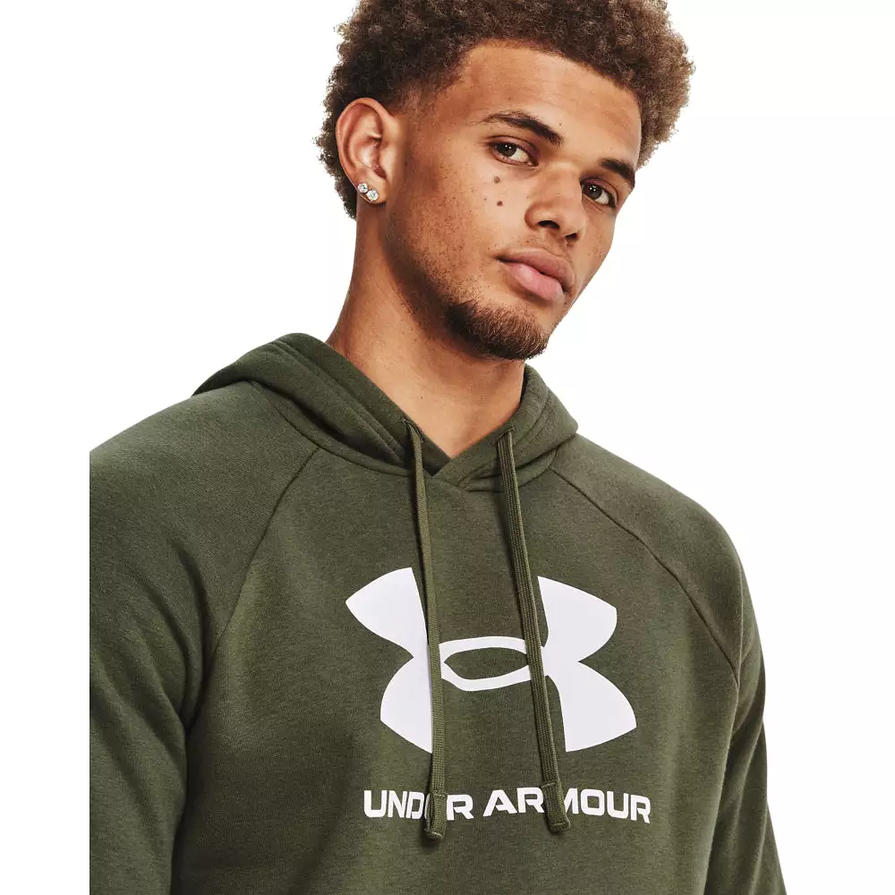 'Under Armour' Men's Rival Fleece Logo Hoodie - Marine OD Green / White