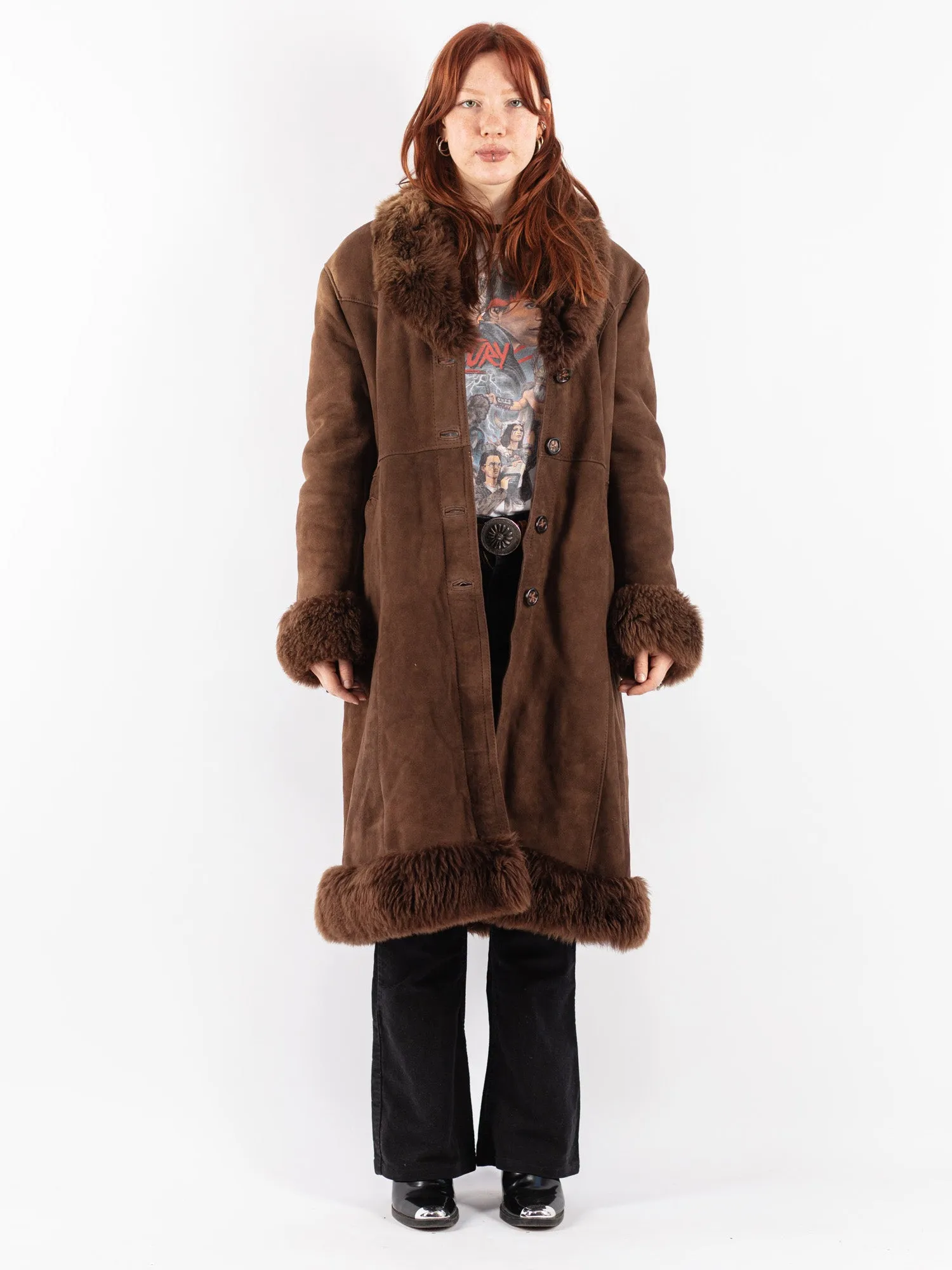 Vintage 70's Penny Lane Sheepskin Coat in Brown