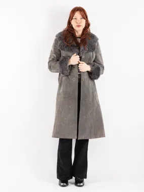 Vintage 70's Women Belted Suede Coat in Gray