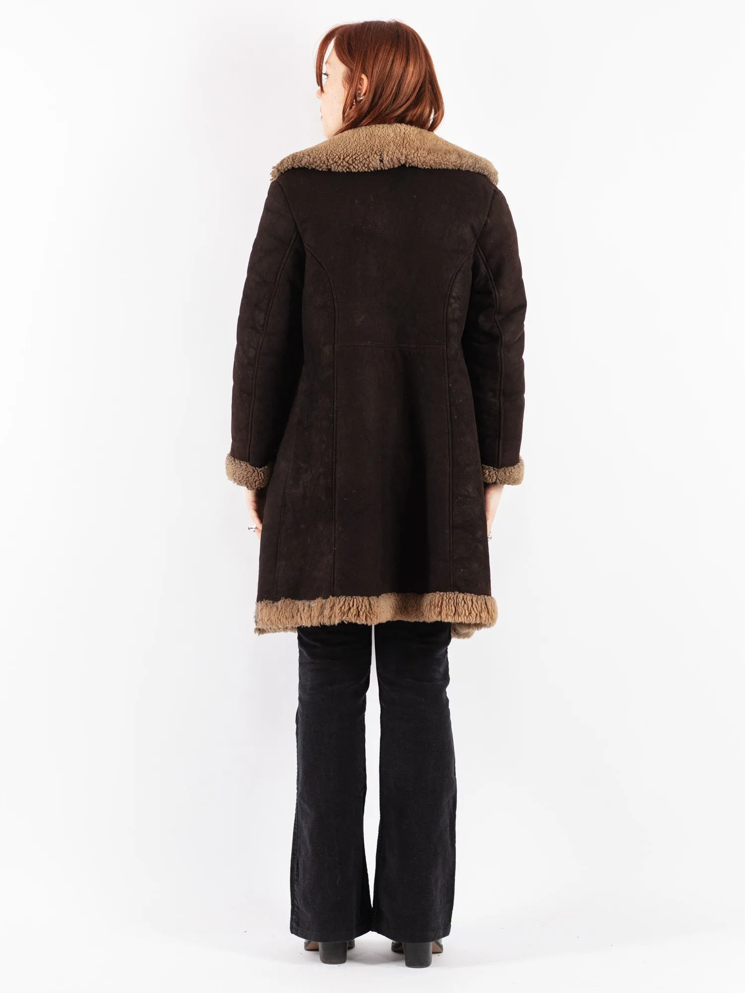 Vintage 70's Women Sheepskin Coat in Brown