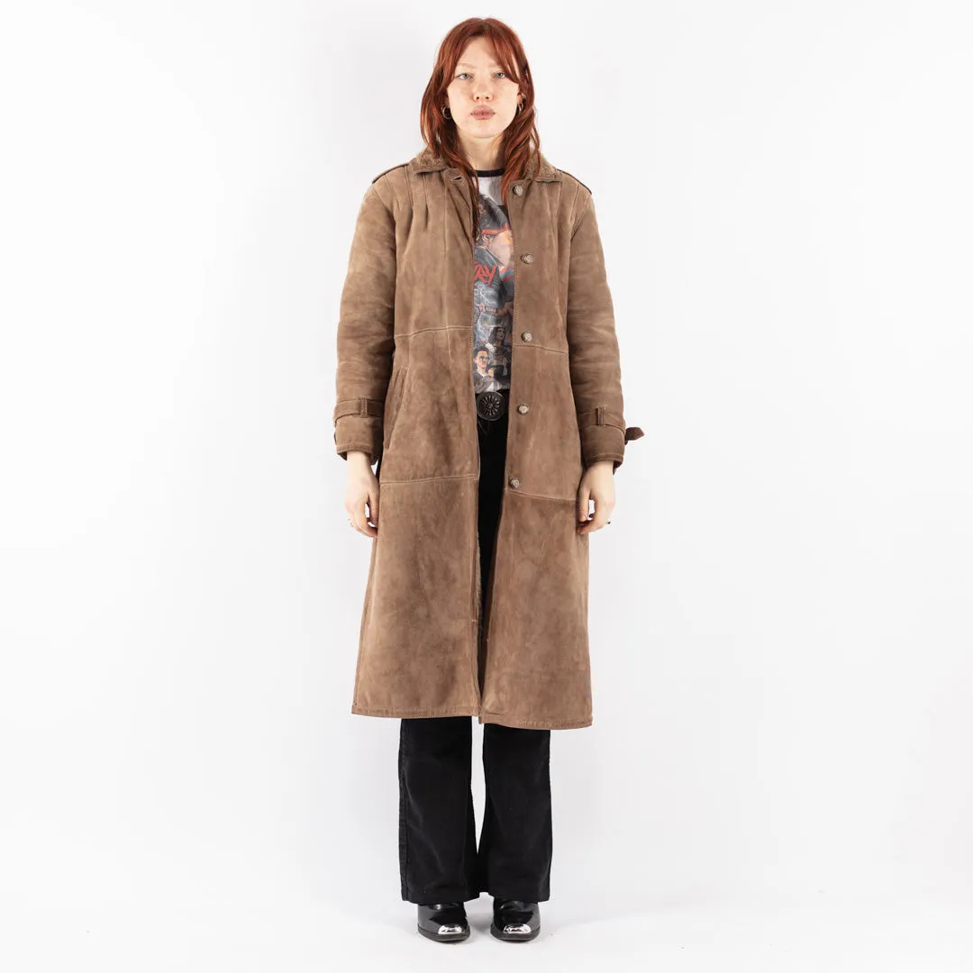 Vintage 80's Women Sheepskin Coat in Beige