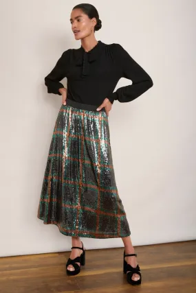 Vivienna Sequin Skirt - Tartan Multi