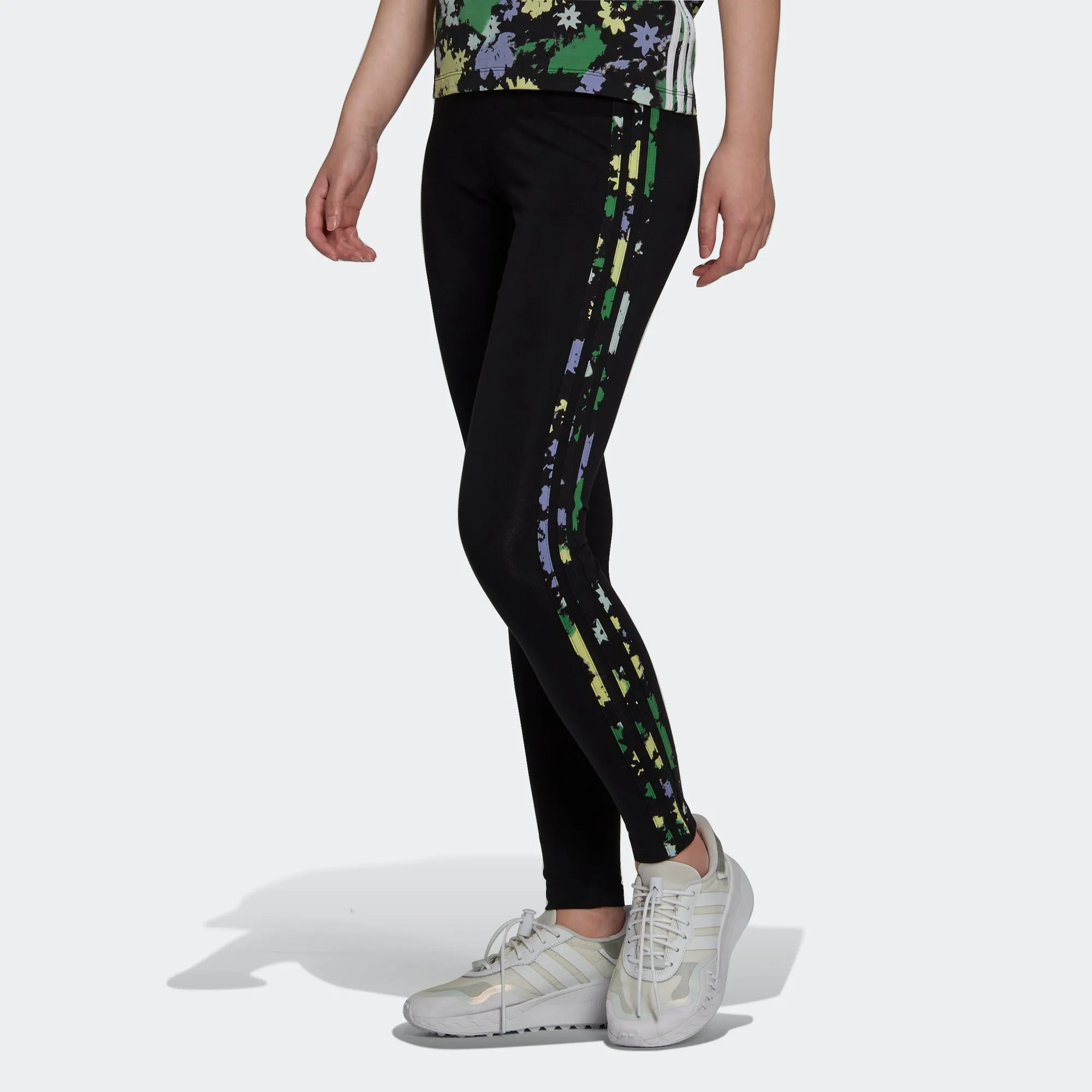 Women’s adidas Originals Floral 3-Stripes Leggings Black