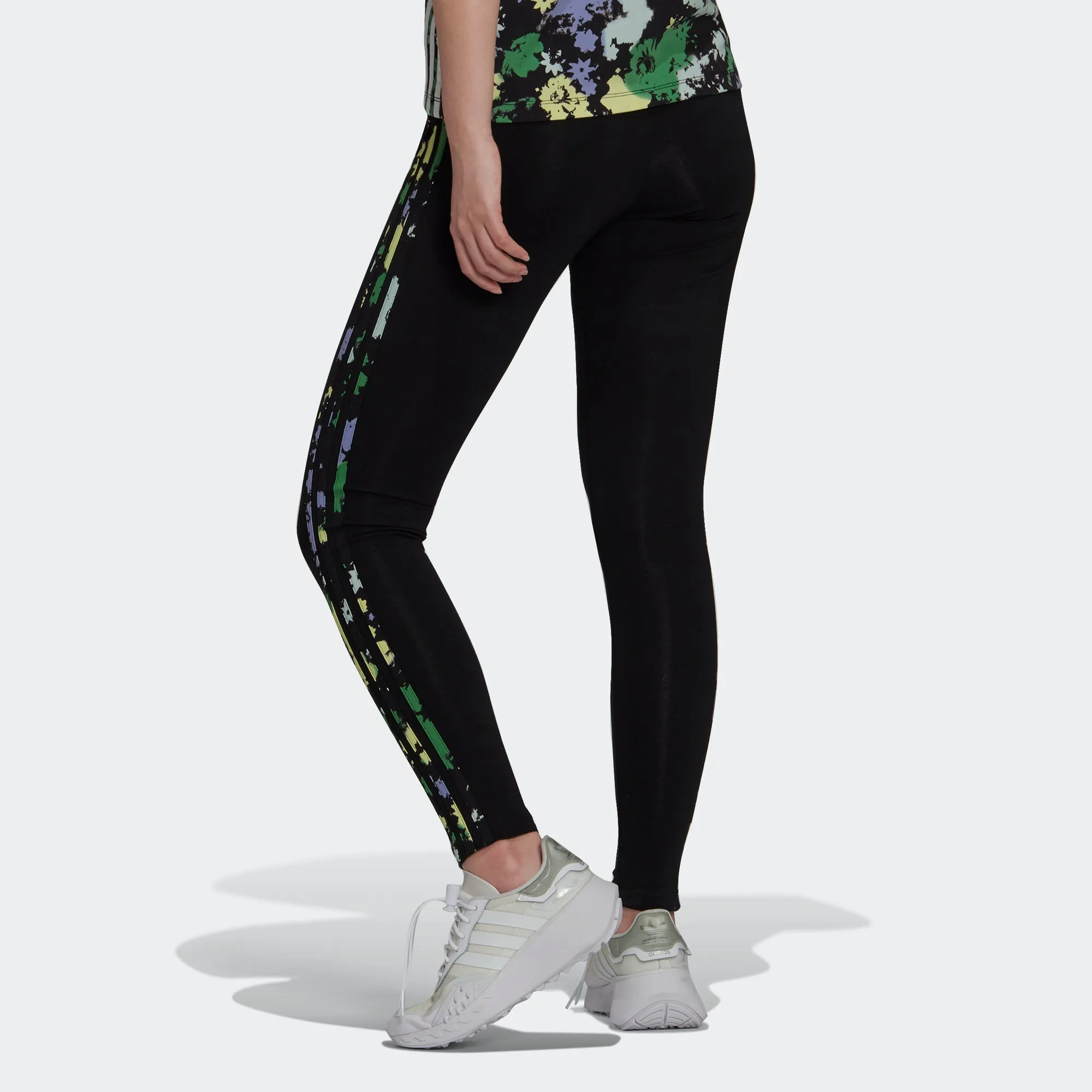 Women’s adidas Originals Floral 3-Stripes Leggings Black