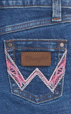 Wrangler Girl's Faith Dark Wash Pink W Embroidery Trouser Jeans