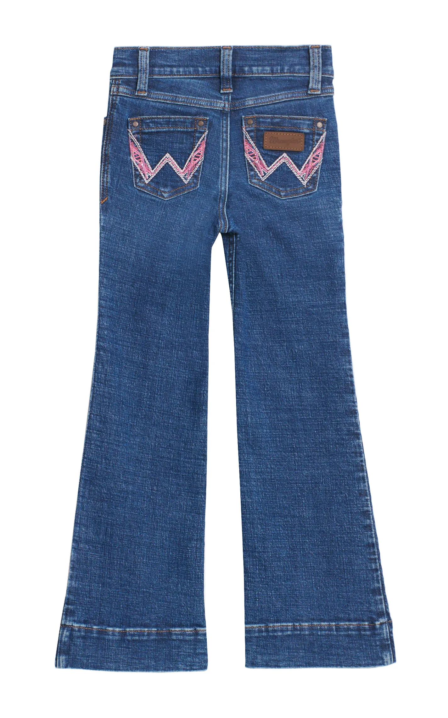 Wrangler Girl's Faith Dark Wash Pink W Embroidery Trouser Jeans