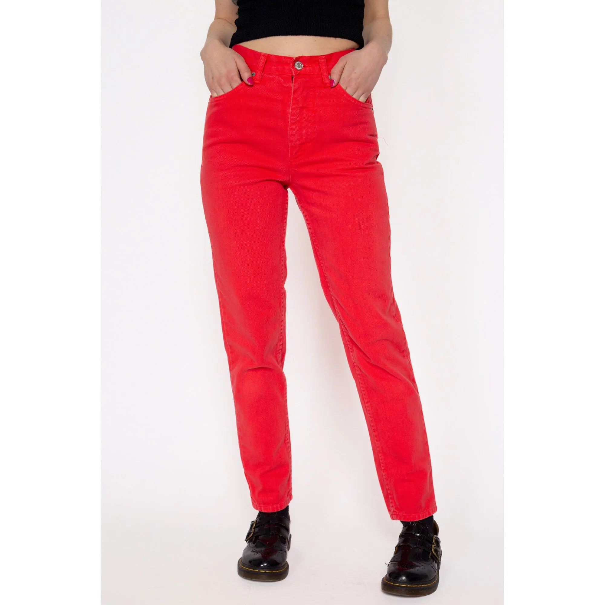 XXS 90s United Colors Of Benetton Coral Pink Jeans 23"